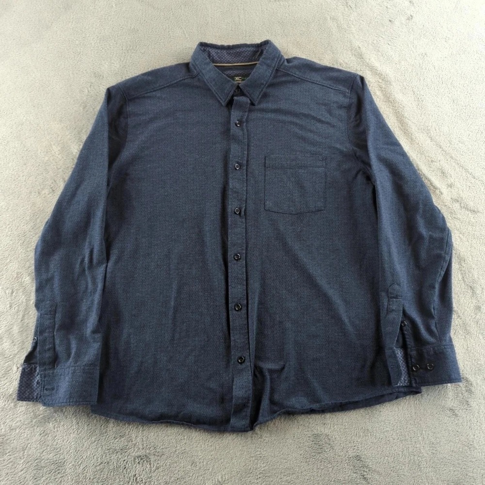 Johnston & Murphy XC Flex Casual Button-Down Shirt Mens Large Blue Long Sleeve